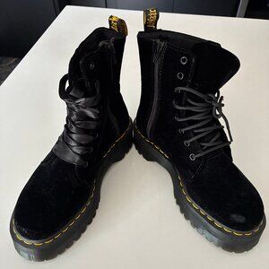 Dr. Martens Jadon Black Velvet Platform Combat Boots